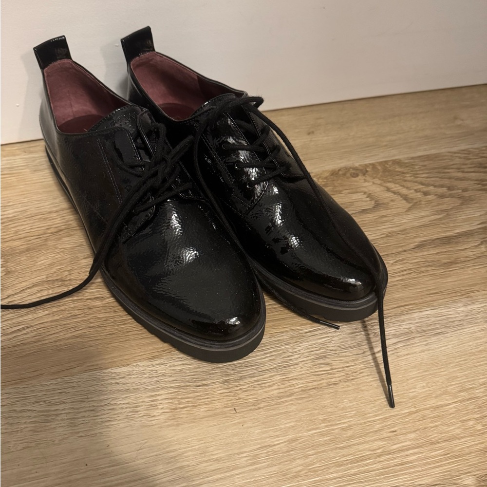 Franco Sarto Glossy Black Oxfords
